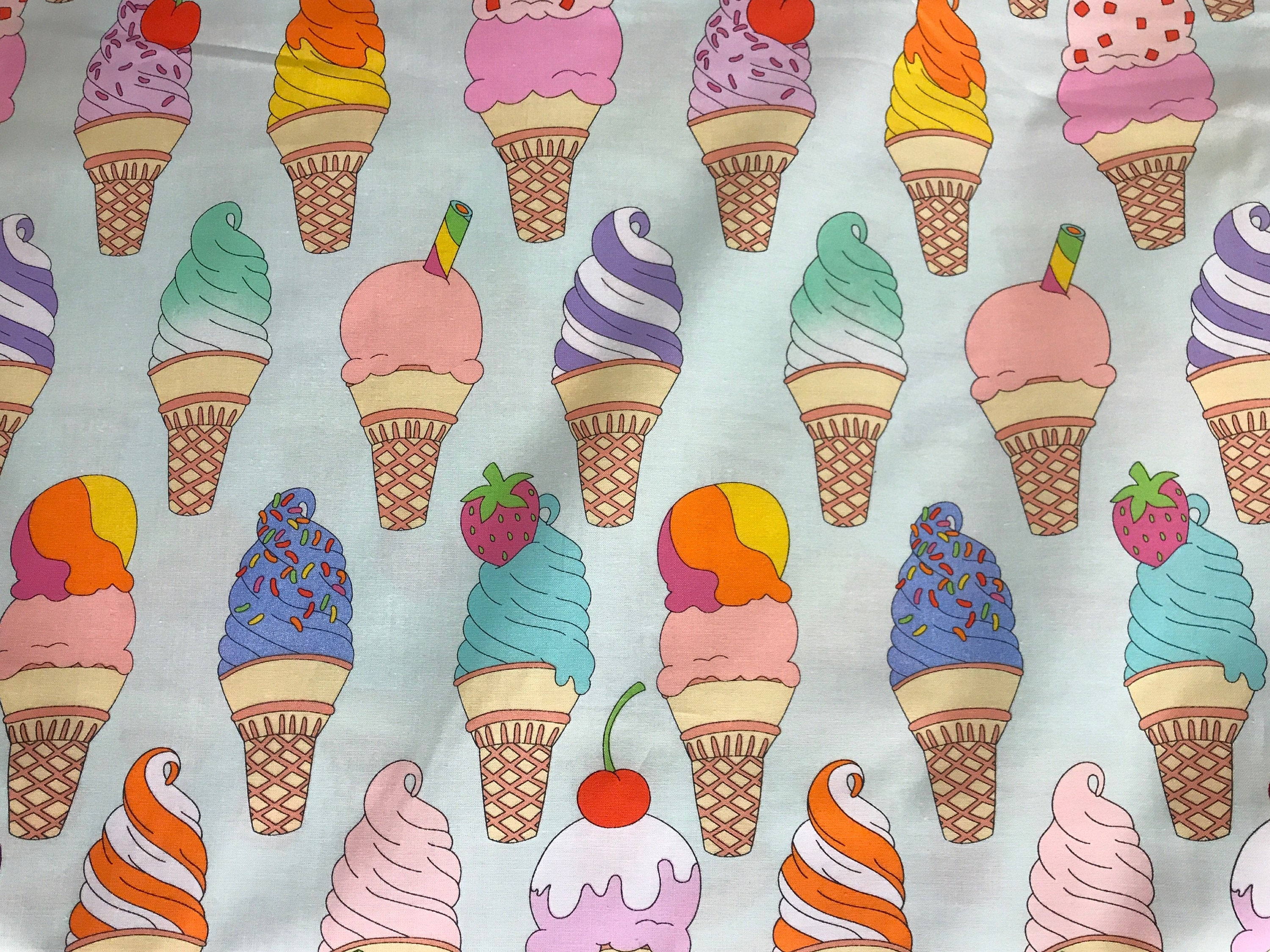 Ice cream cone fabric novelty fabric dessert fabric sweets