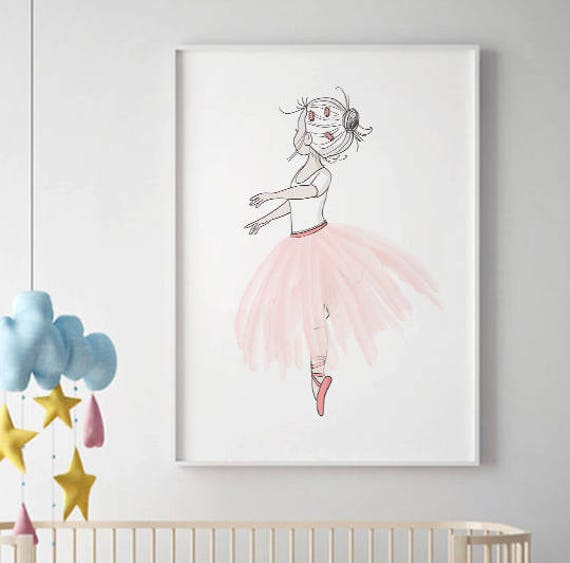 Ballerina wall art SALE PRINT Girls Room Decor Pink tutu