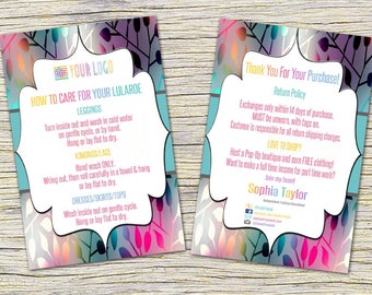 Thank You Care Cards Instructions- Post Card | 4 x 6 JPEG and PDF - Wash card, Care instructions
