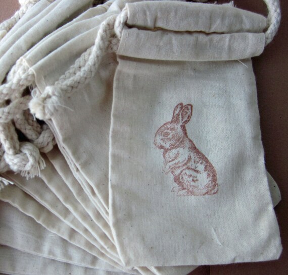 Peter Rabbit Baby Shower Favor Bags Set of 10 Bunny Cotton