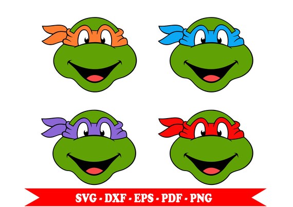 SVG Ninja turtles heads clip art in SVG format EPS DXF