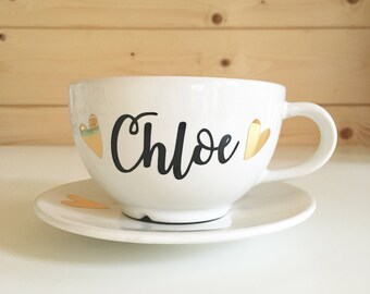 Personalised cup and saucer, tea cup and saucer, tea gift, tea lover, personalised gifts, personalised cup, gifts for tea lovers
