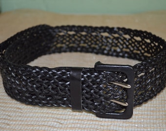 Belt Liz Claiborne, Black Leather Belt 1 Size Fits All, Wide Black Leather Belt, Liz Claiborne Belt, Black Belt