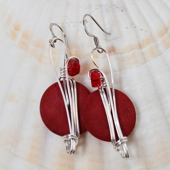 Big Red Earrings Long Red Earrings Red Jewelry Colorful