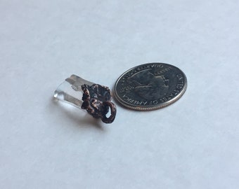 Clear quartz and copper electroformed pendent