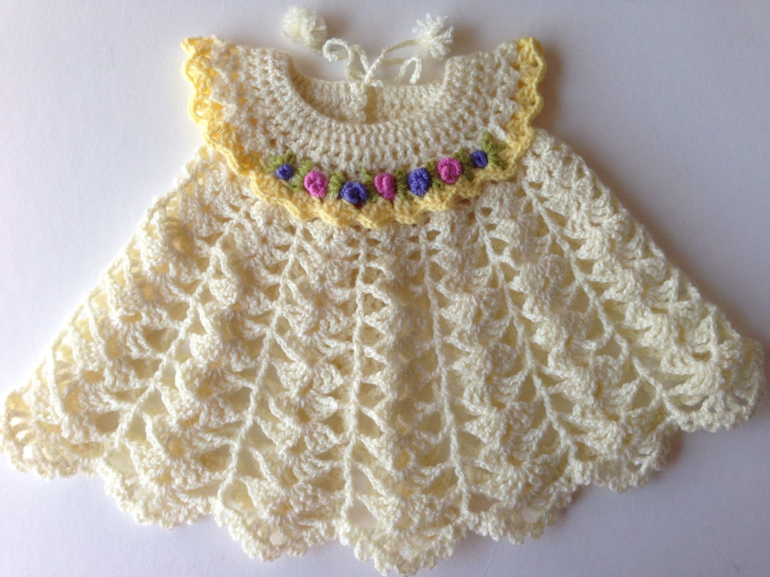 Cream Crochet  Baby  Dress  Lace Crochet  Baby  Dress  Lacy Baby 