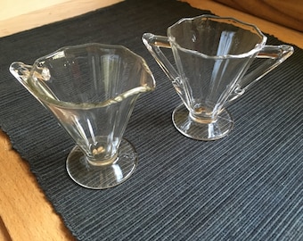 Vintage Art Deco glass Sugar and Creamer