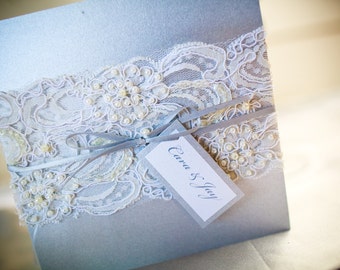 lace invitation ivory champagne beaded