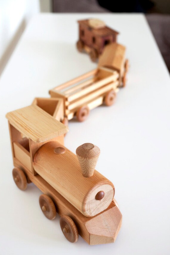 Handmade Model Train Handcrafted Wooden Toy Train Set