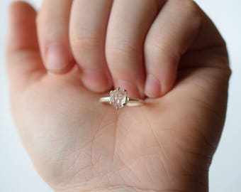 Engagement Ring, Raw Diamond Ring, Diamond Ring, uncut engagement ring, Rough Uncut Raw Stone Promise Simple Solitaire Minimalist Dainty