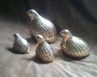 4 Brass Quail...Free Shipping!