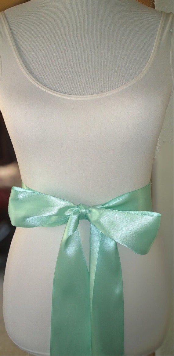 Mint Green Wedding Sash 1.5in or 2.5 Simple Satin Sash