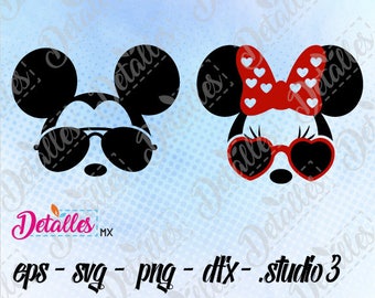 Disney, Mickey Mouse, Sunglasses, Minnie Mouse Head svg Cut File, Vector SVG Eps High Quality design files for Cricut and Silhouette Cameo