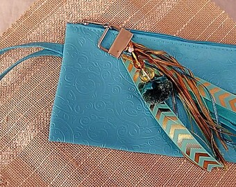 Tassel Aqua Clutch purse