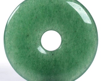g0118 Green aventurine donut gemstone pendant focal bead 30mm