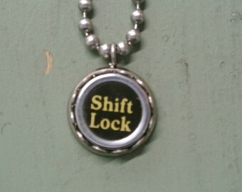 Shift Lock Typewriter Key Necklace, Authentic Punctuation Necklace, Vintage Typewriter, Great Gift,Numbers and Letters A-Z By UPcycled Works