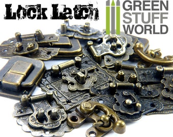 6x BOX LOCKS - Antique Bronze - Ancient Jewelry Box Lock Catch Latches Wooden Box