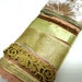 BROWN GOLD and SAGE ribbons and trims, 1 yard, glitter, embossed, satin, shaped, twine