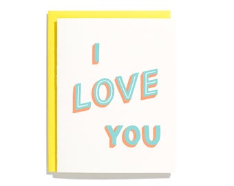 I Love You (Hand Lettered) - Letterpress Love Card - CL279