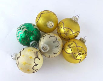 6 Vintage Glass Ornaments, Vintage Ornaments, Christmas Ornaments
