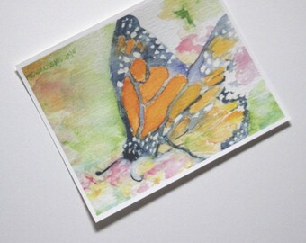 Monarch Butterfly Print Watercolor Art Picture First Paper Anniversary Gift for Her Summer Watercolour Painting Original Artwork 8x10 Inch