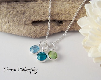 Birthstone Necklace - 3 Birthstones - Personalized Birthstone Jewelry - Mom of 3 - Sisters Necklace - Friendship Necklace