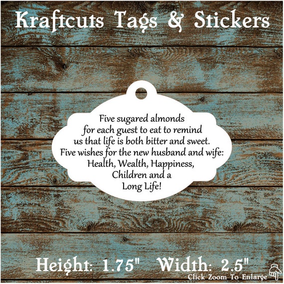 Favor Tags, Jordan Almond Favor Tags, Sugared Almond Favor Tags, Italian Wedding Favor Tags #611 Qty: 30 Tags