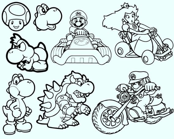 Mario Kart Cutting Files and Clipart Svg Png Eps Dxf