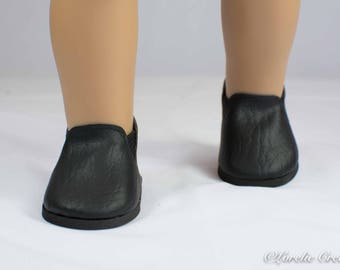 Doll Ankle BOOTS in Short Length BLACK Faux LEATHER for American Girl or 18 " Doll