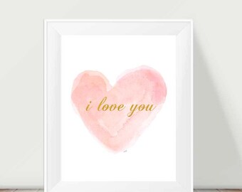 Blush Print, I love you, Girls Wall Art, Blush Nursery, 11x14, Blush and Gold Nursery Art, Blush and Gold Nursery Decor, Baby Girl Nursery,