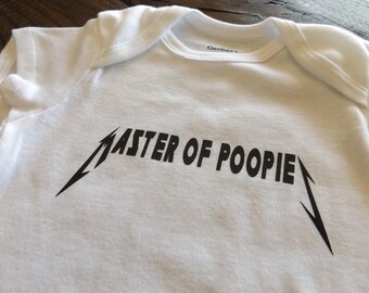 Master of Poopies Onesie Baby Infant Bodysuit One Piece or Toddler, Children's T-shirt Rock Band Heavy Metal Music Metallica Style (#68)