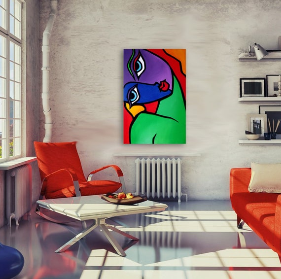 Abstract Painting Color Pop Modern Faces Original Canvas Wall Art By Fidostudio Ebay