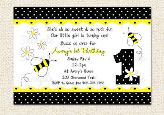 Bumble Bee Birthday Invitation Wording 5