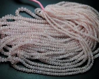 7 Inch Strand,Natural Pink Morganite Aquamarine Smooth Rondeleles,Size 3-4.5mm