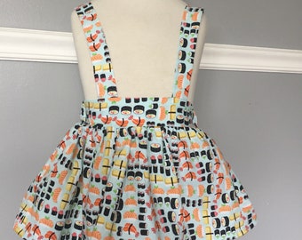 Retro school jumper pdf sewing pattern girl toddler suspender