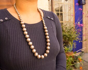 Vintage Sterling Silver Mexican Beaded Necklace
