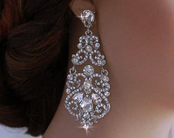 Pageant Bridal Earrings Party Bride Wedding Jewelry Crystal Dangle Accessory Chandelier Accessories Prom Drop Brides Gift Weddings 127