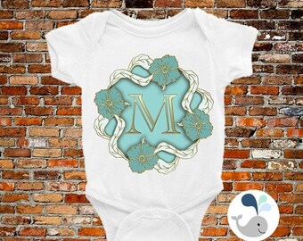 ON SALE Letter M Baby Onesie
