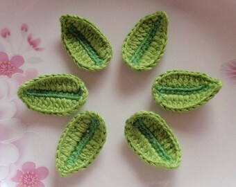 6 Crochet Leaves In Green YH-210