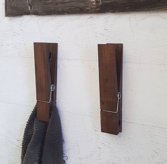 Jumbo Rustic Industrial 9 Clothespin towel Holder