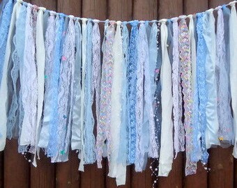 Baby shower garland, Fabric garland, Ribbon garland, Nursery decor, Photo prop, Baby shower decor