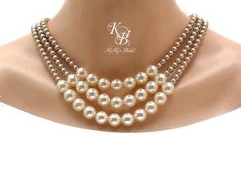 Pearl Bridal Necklace, Statement Wedding Necklace, Chunky Pearl Necklace, Bridal Jewelry, Vintage Style Bridal Necklace