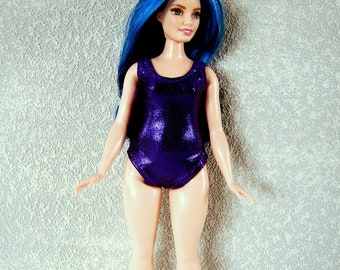 Curvy Barbie fashionista fashion doll clothes bathing suit dk purple sparkle Swimsuit A4B190 Ready to ship rts