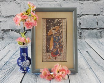 Geisha Girl in Snow, Reproduction Print of Harvesting Bamboo Shoots in Winter