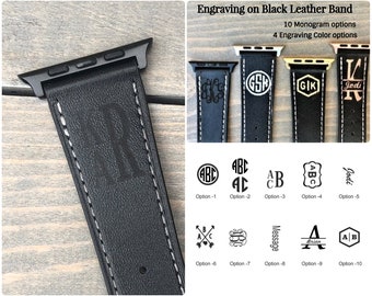 Personalized Apple Watch Band 38mm, Monogram Apple Watch Band 42mm, Leather iWatch Band, Engraved Apple Watch Strap Men, Women, iWatch Strap