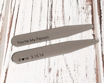 You're My Person Collar Stays Gift / Personalized For Him Mens Gift Boyfriend Gift