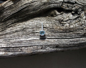 Blue Topaz & Sterling Silver Pendant - #34