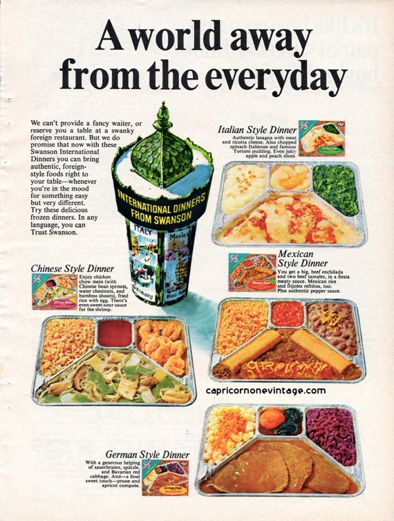 Vintage 1968 Swanson TV Dinner Magazine Ad Kitsch Food Vintage 1968 Swanson
