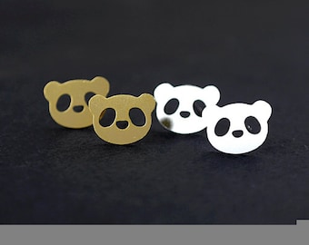 Nickel Free - High Quality Double Panda Dual-used Golden / Silver / Rose Gold Brass Earring Post Finding with Ear Stud Stopper (ZEN094)