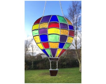 Handmade Stained glass Hot air balloon suncatcher decoration